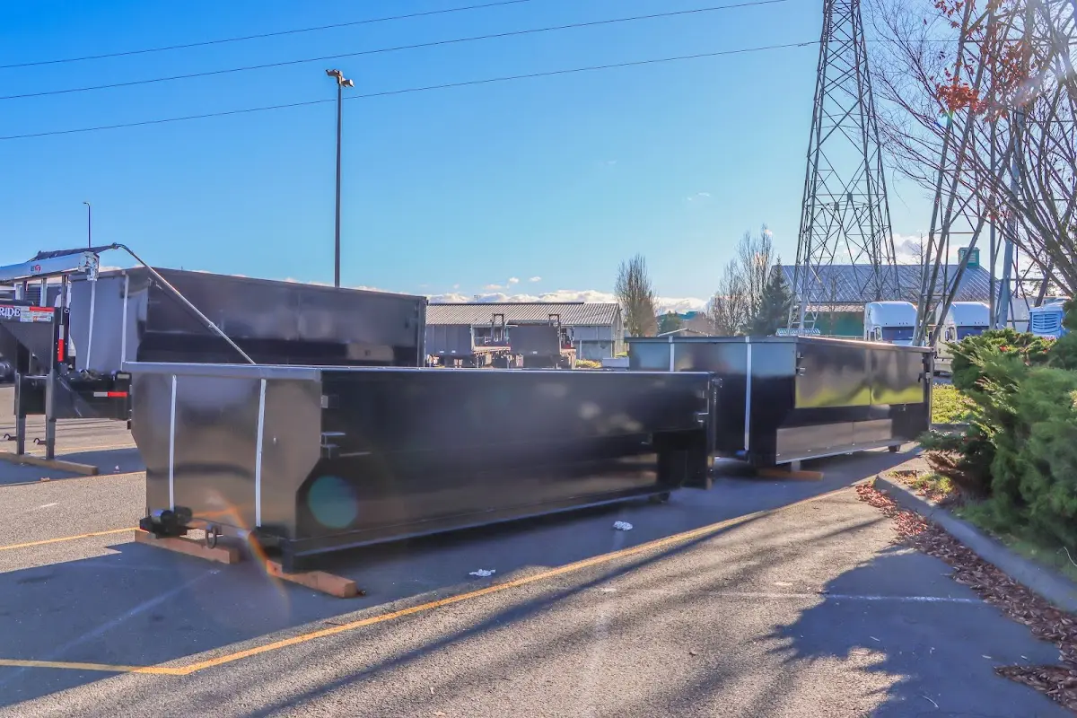 Roll-off dumpster ready for waste disposal at job site for 3 Yard Dumpster Rental in South Salt Lake